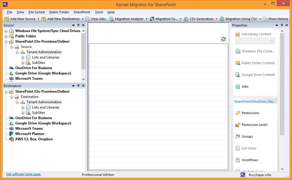 SharePoint tenant is added in the destination