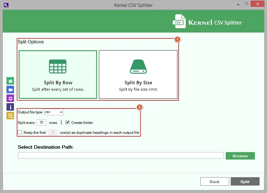 select split option and apply filters