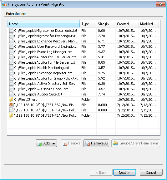 select the files from the local or remote file system and add to the tool