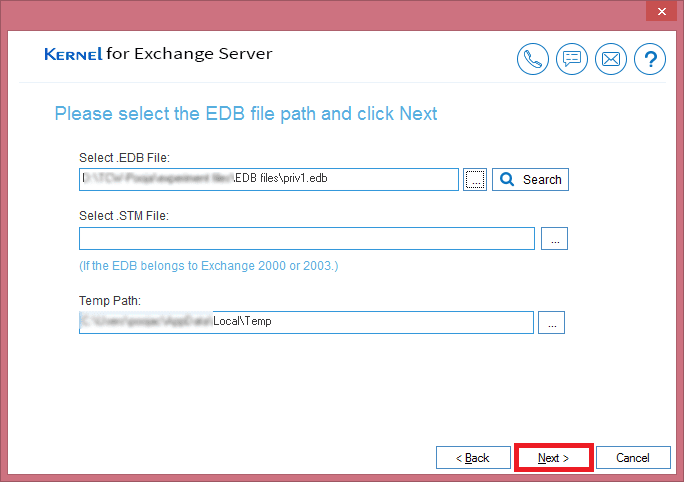Browse to select or search EDB file on your local machine