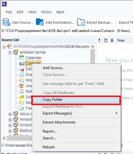 right-click and select Copy Folder option