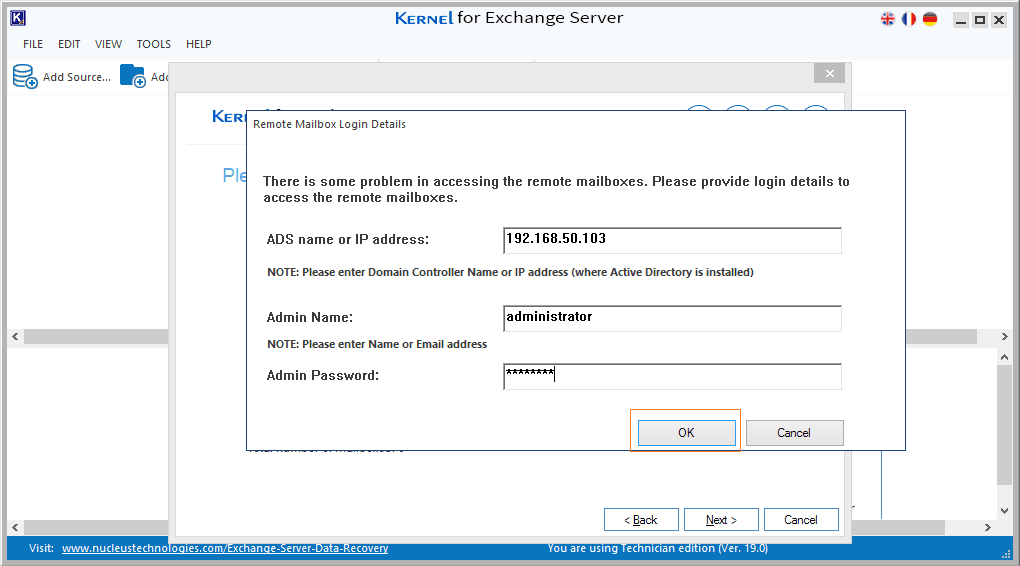 Provide remote mailbox login details