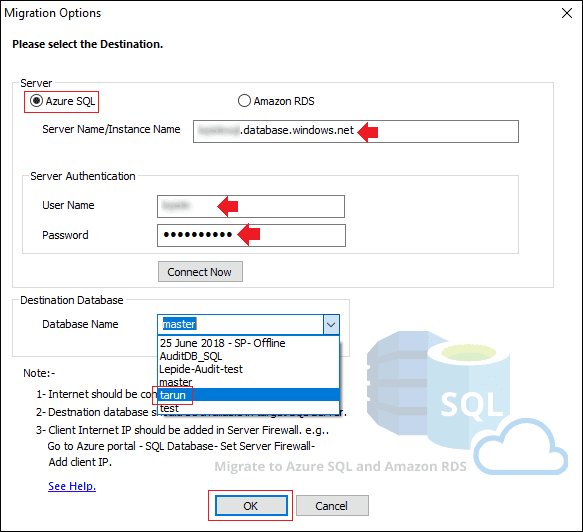 Select specific database name