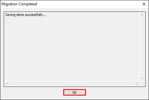 Migration done successfully