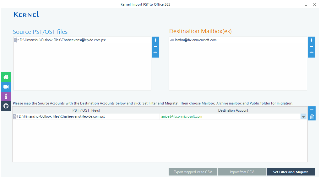 Click Select filter and Migrate