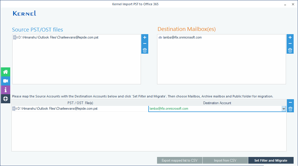 Set Filter and Migrate