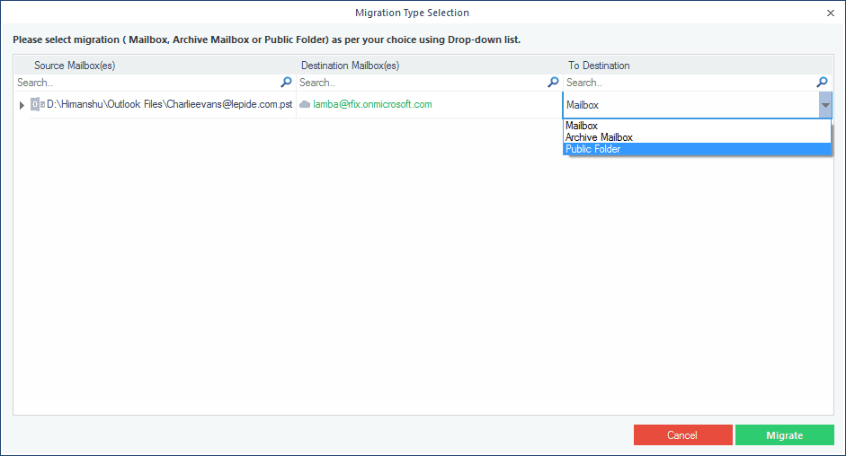 click Migrate