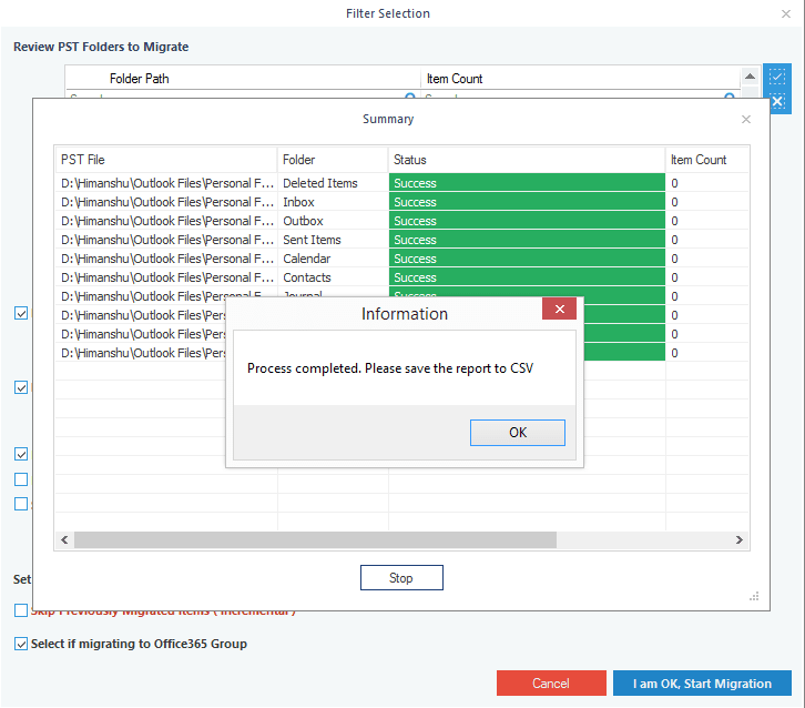 click Save report to CSV