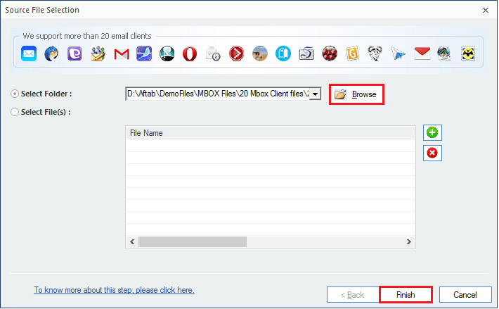 Click on Browse to select the folder