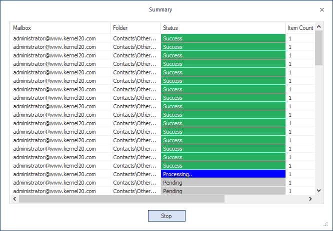 see the live progress of the migration