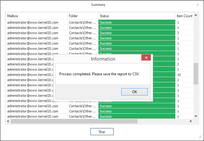 save the migration process details in report in CSV format