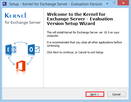 Install Exchange Server Recovery software