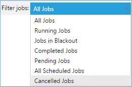 use the Filter Jobs dropdown at the top of the table to filter jobs based on their status.