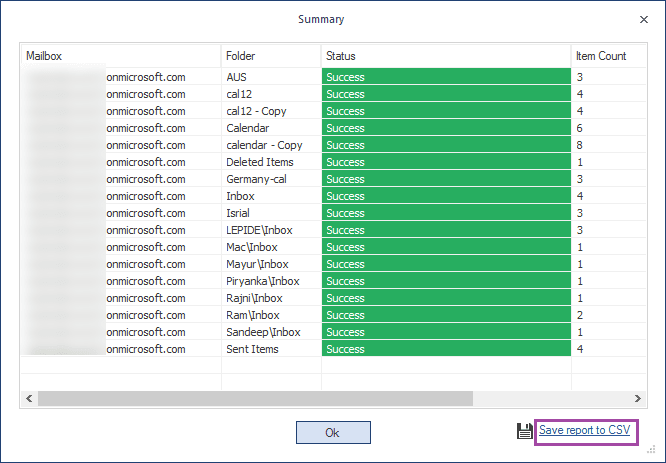 click Save report to CSV option