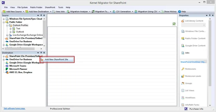 Now select Add New SharePoint Site