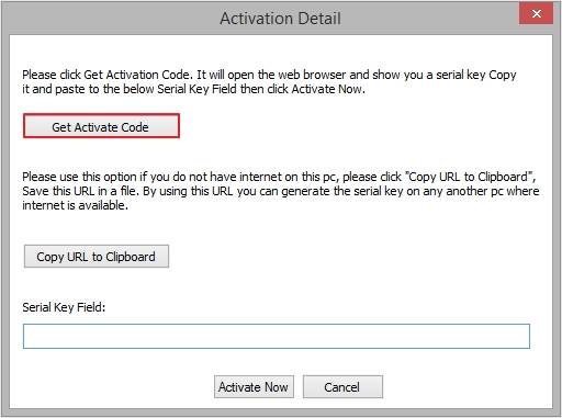 Click Get Activation Code button