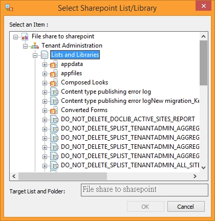 Select an item from the SharePoint site