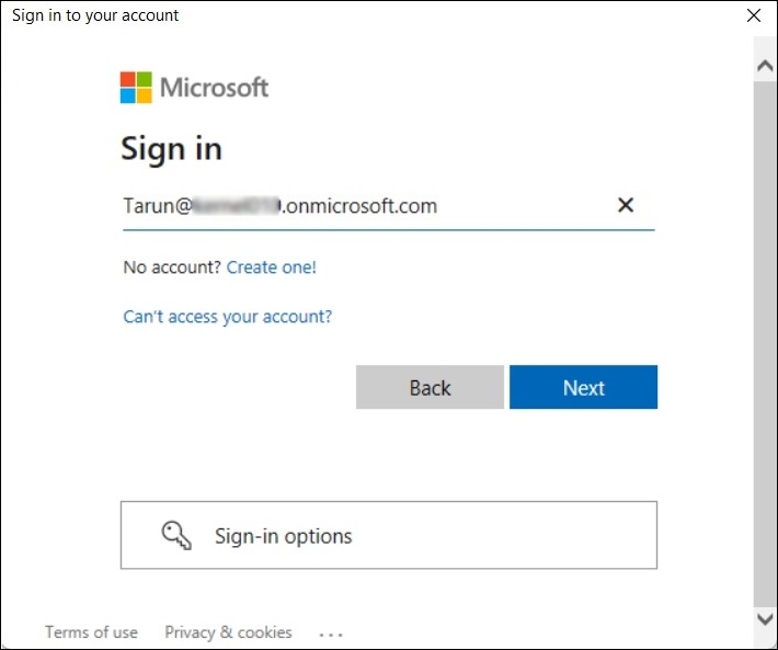 modern authentication will open the web browser