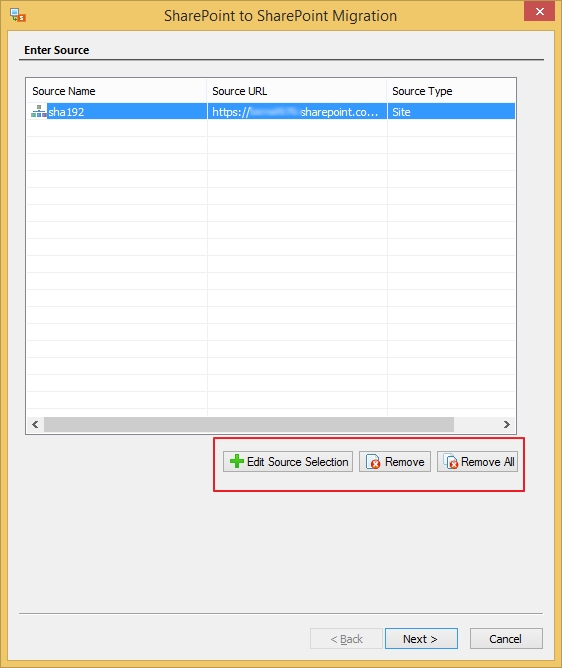 Edit source selection
