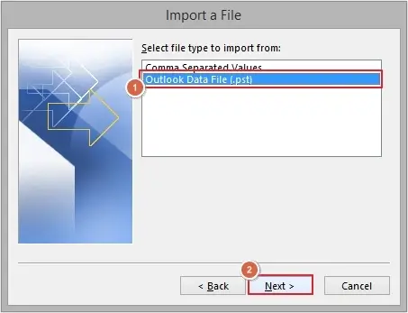 Select Outlook Data File