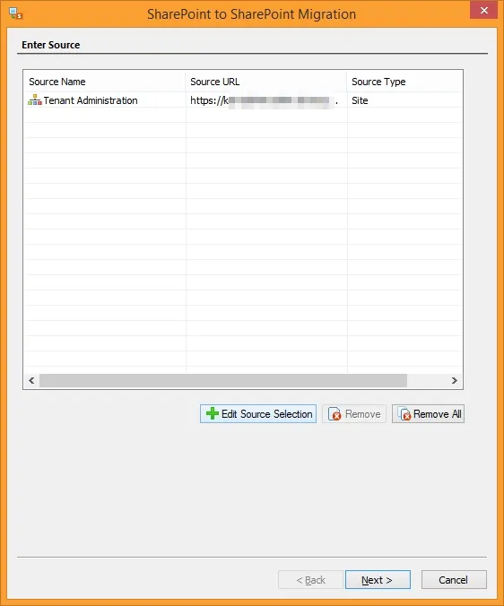 Verify the source selection