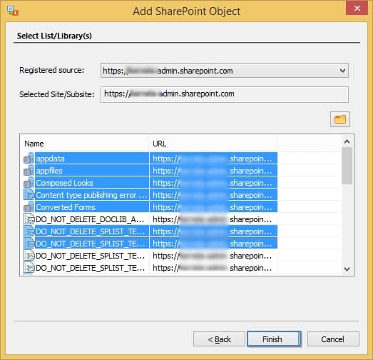 Select sharepoint lists