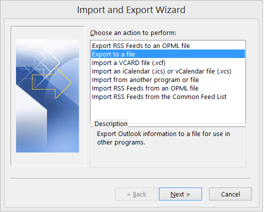 Click Export to a file