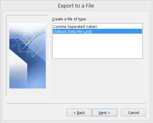 Select Outlook Data File (.pst)