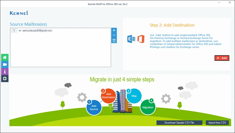  connect to add the destination of office 365