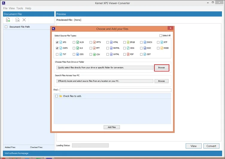 browse to add single file