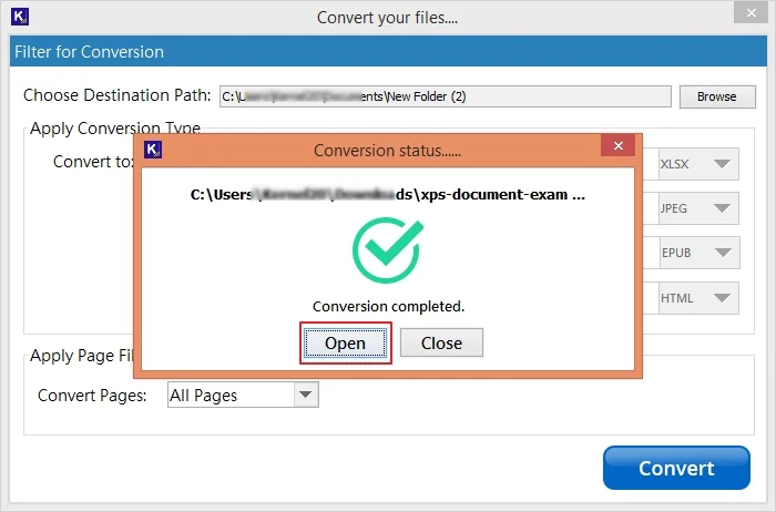 click open to view converted files