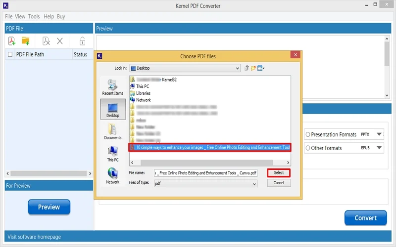 choose pdf file