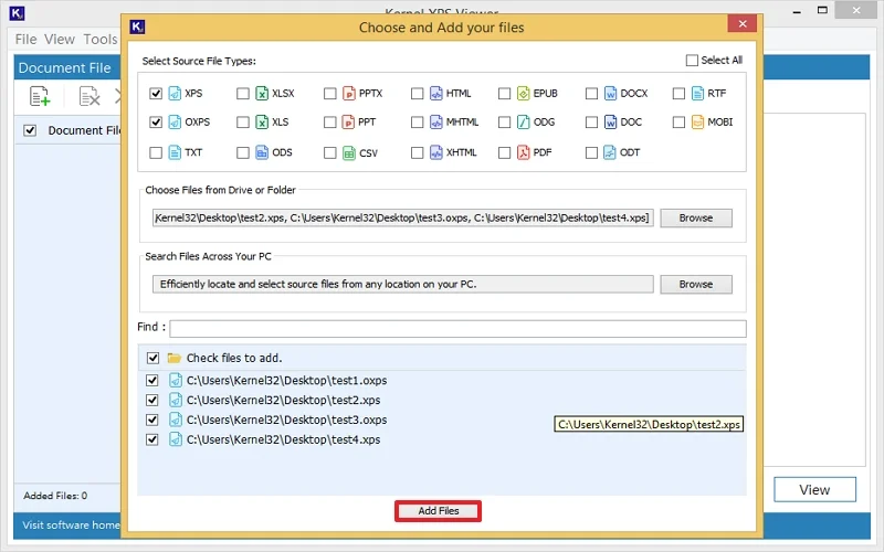 check box xps file you want