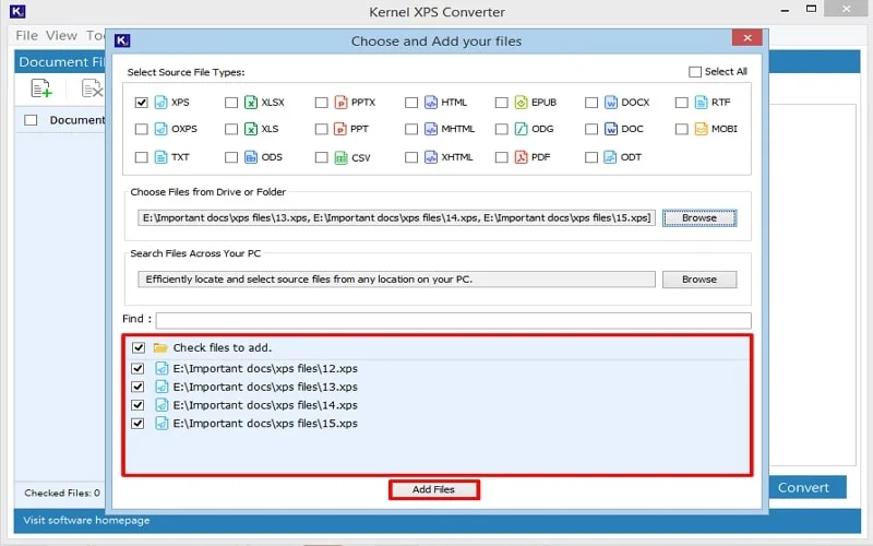 tap on add from list displayed
