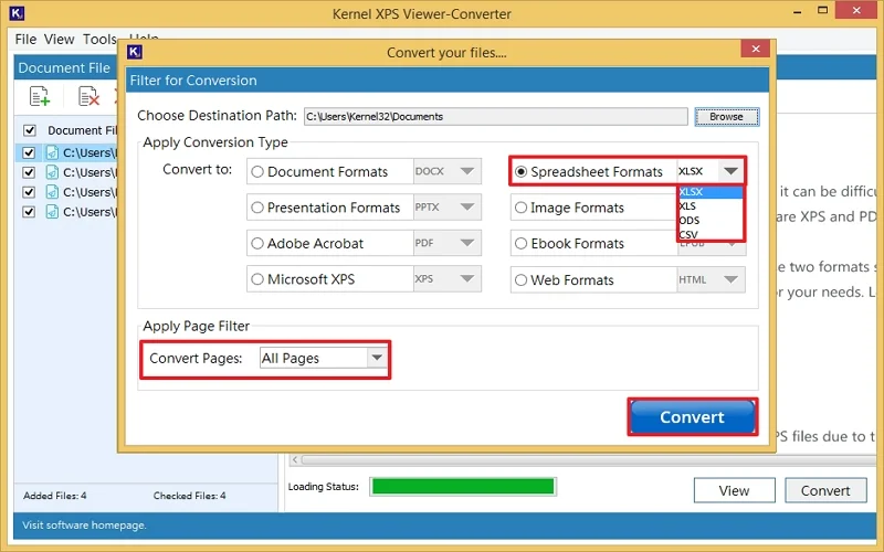 choose excel format and click convert