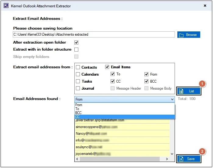 email addresses found