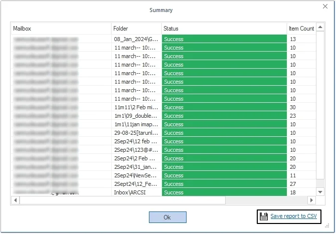Click on save report to csv option