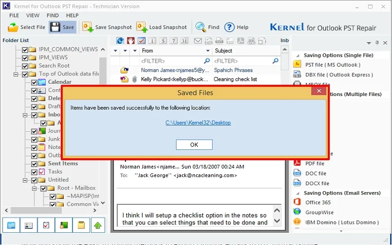 PST to RTF converted