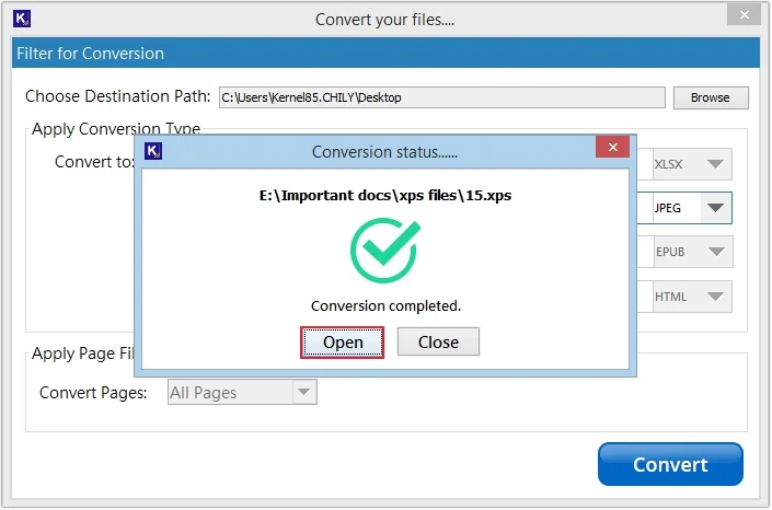 click open to view saved jpg file