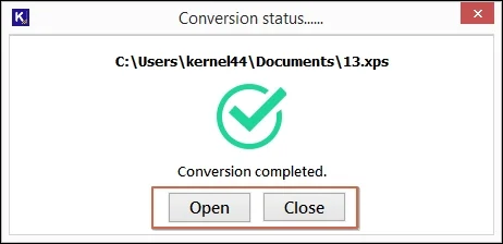click Open to directly access the converted file
