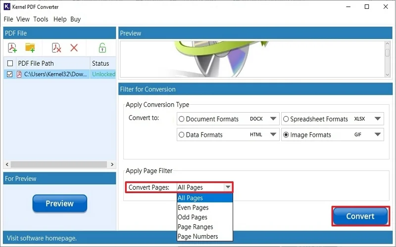 apply page filter