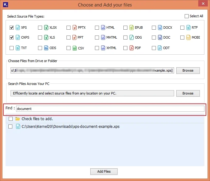 use find bar to select particular file