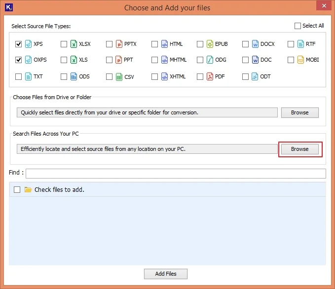 select source files from any location