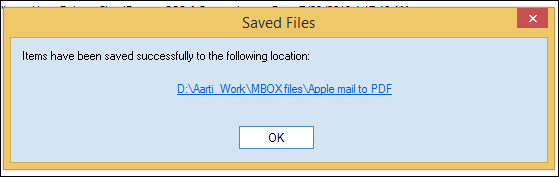 message is displayed after files are saved