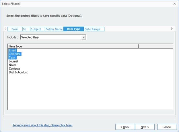 filter the data
