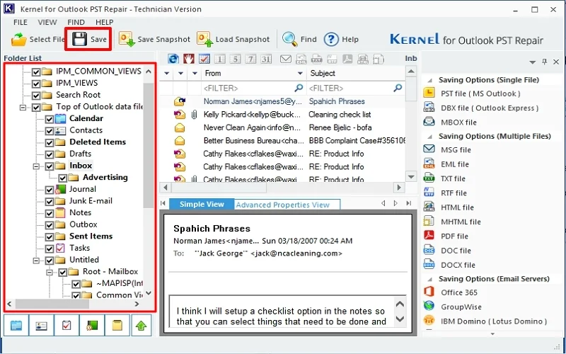 read your PST data 