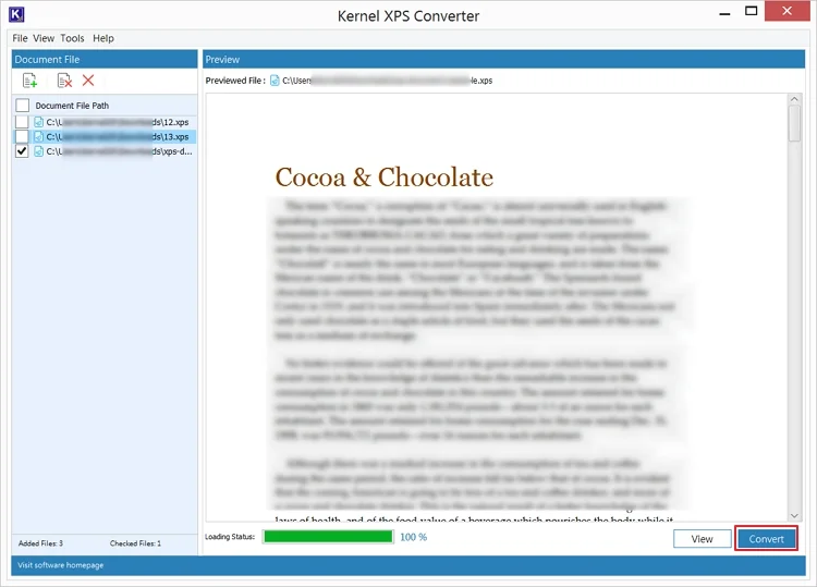 click Convert to change XPS to EPUB