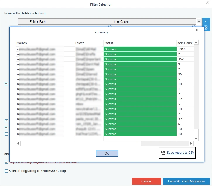 click save report to csv