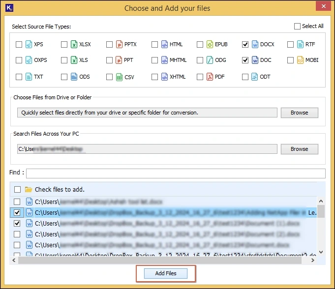 select file