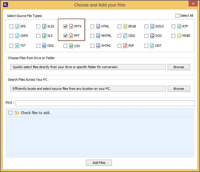 select ppt file